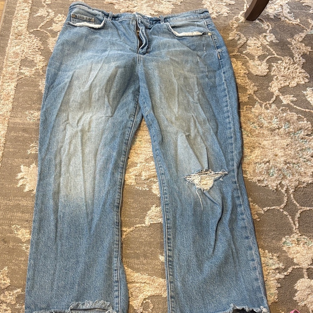 LOFT Blue Ripped Boyfriend Jeans